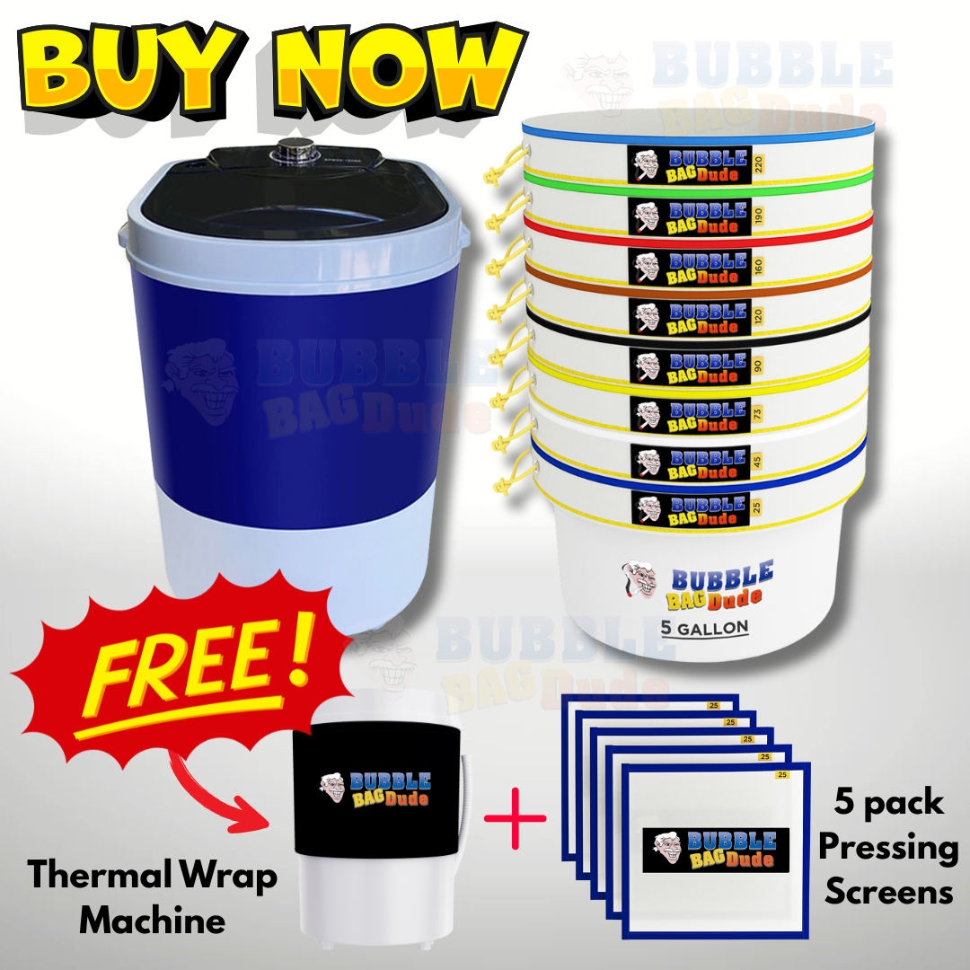 BUBBLEBAGDUDE Bubble Machine 5 Gallon with 8 Bag Kit All Mesh Extraction Bags