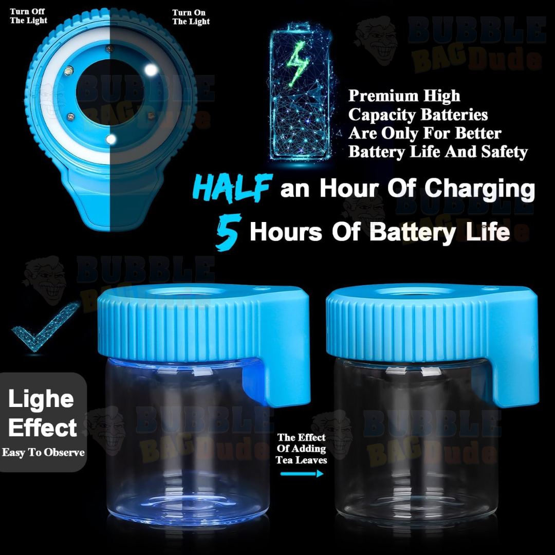 BUBBLEBAGDUDE GlowView Stash Jar – Magnifying Glass & LED Light
