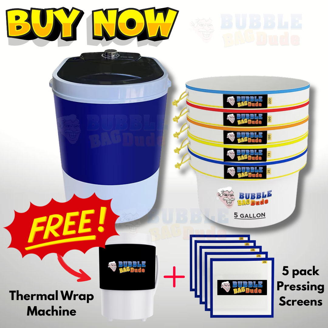 BUBBLEBAGDUDE Bubble Machine 5 Gallon with 5 Bag Kit All Mesh Extraction Bags